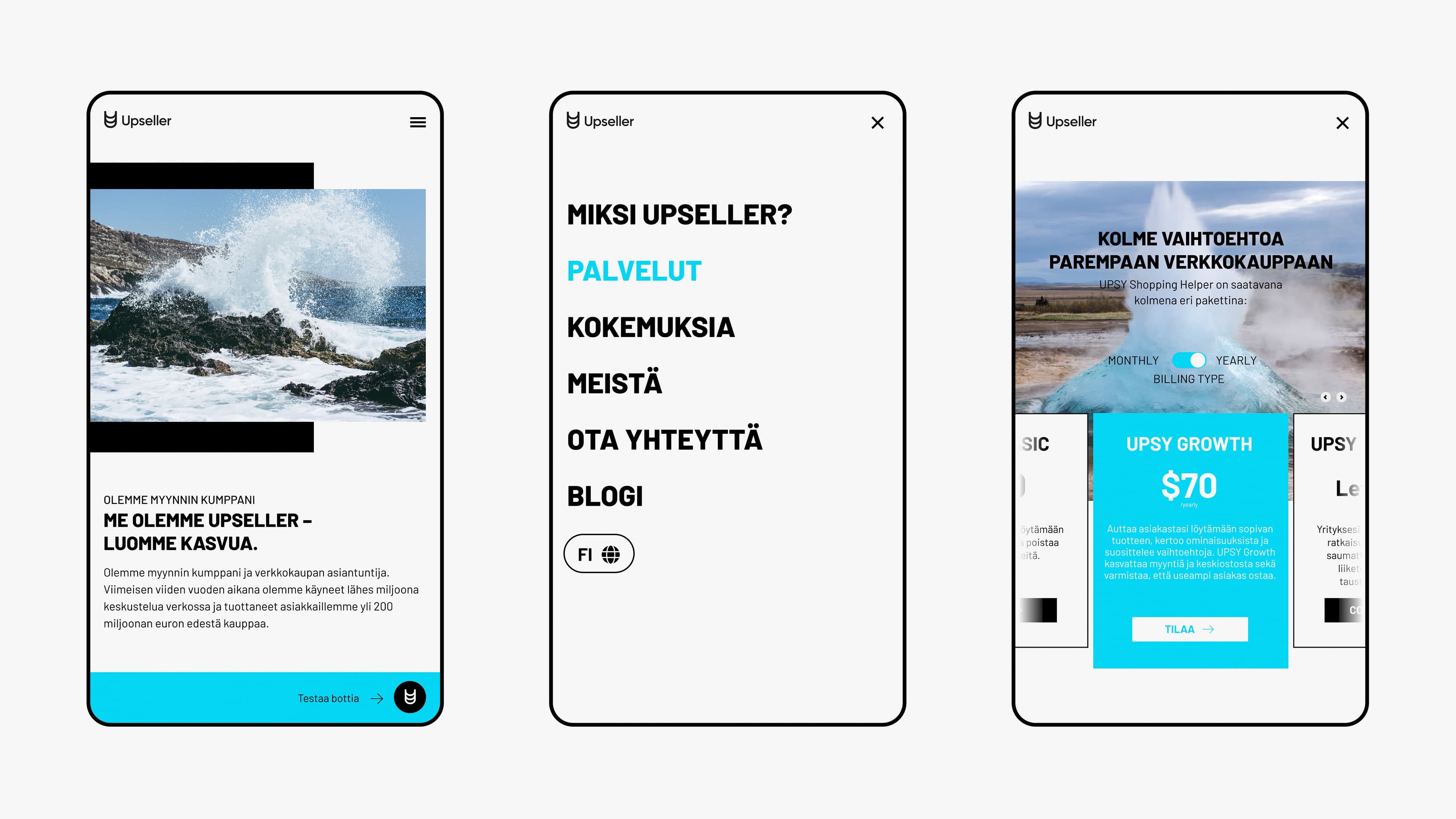 Upsy - web design mobile screens